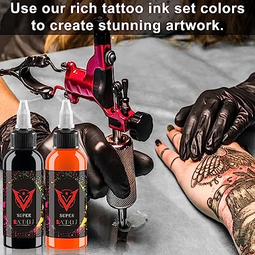 BaodeLi 14 Color 30 ml Tattoo Ink Kit with Microblade Paint and UV Ink - Dynamic Ink Set for Tattoo Equipment and Gun - Includes Green Soap