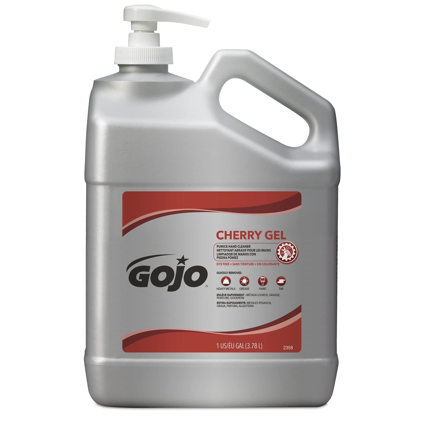 Gojo Cherry Gel Pumice Hand Cleaner, 1 Gallon, Pump Bottle, Pack of 1