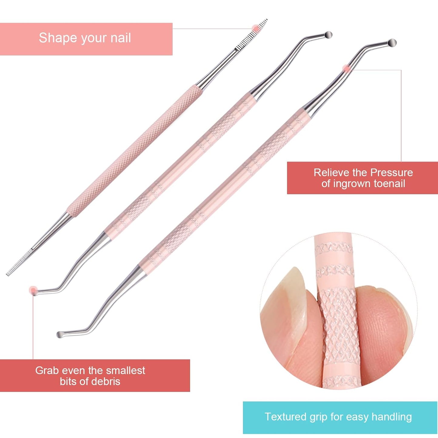 Teenitor Pedicure Tools for Feet, Toenail File and Lifters, Upgraded Professional Surgical Safe Ingrown Toenail Treatment Ingrown Toenail Removal Kit Ingrown Toenail Tool