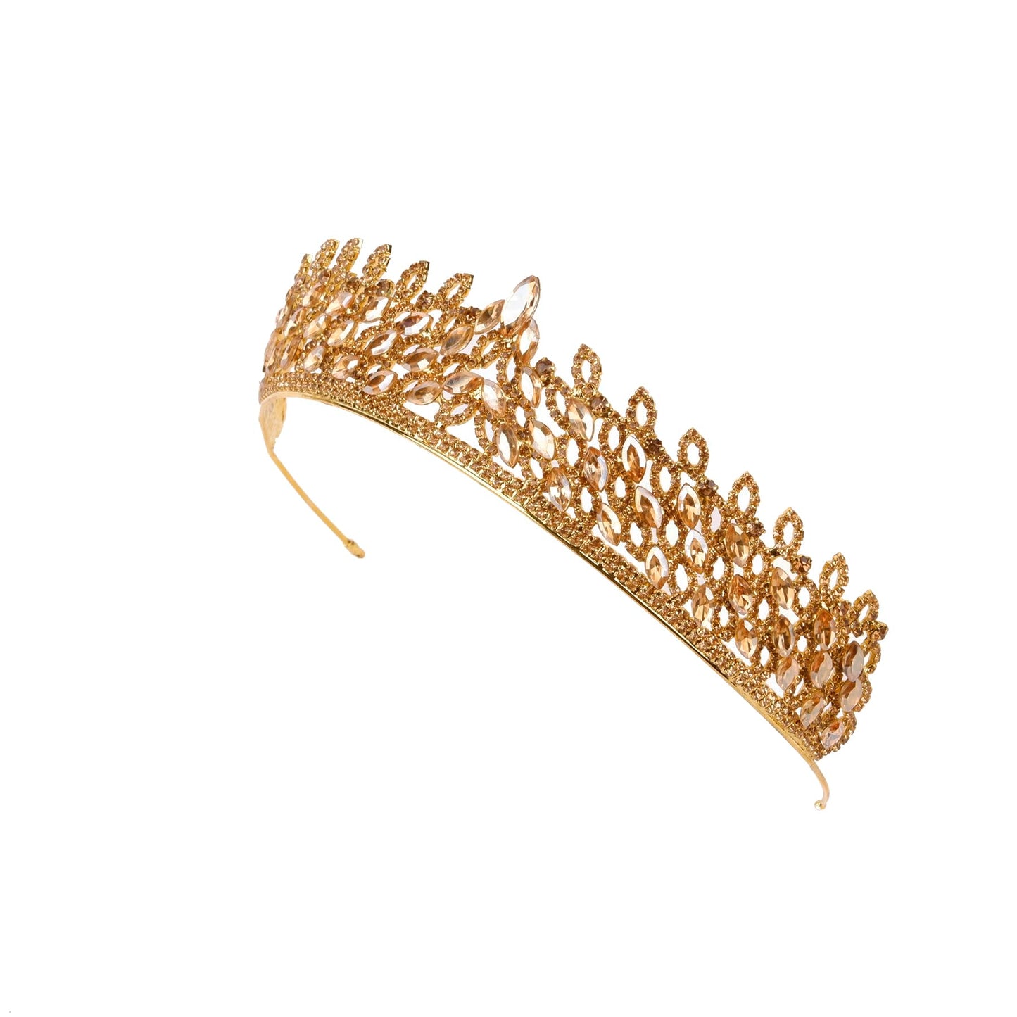 LIMELIA Women's Tiara, Crown for Henna Wedding Party | Glitter Hair Accessories for Bridal Birthday Pageant Prom Halloween Costume Christmas Party, Princess Crowns | Leaf Pattern - Honey