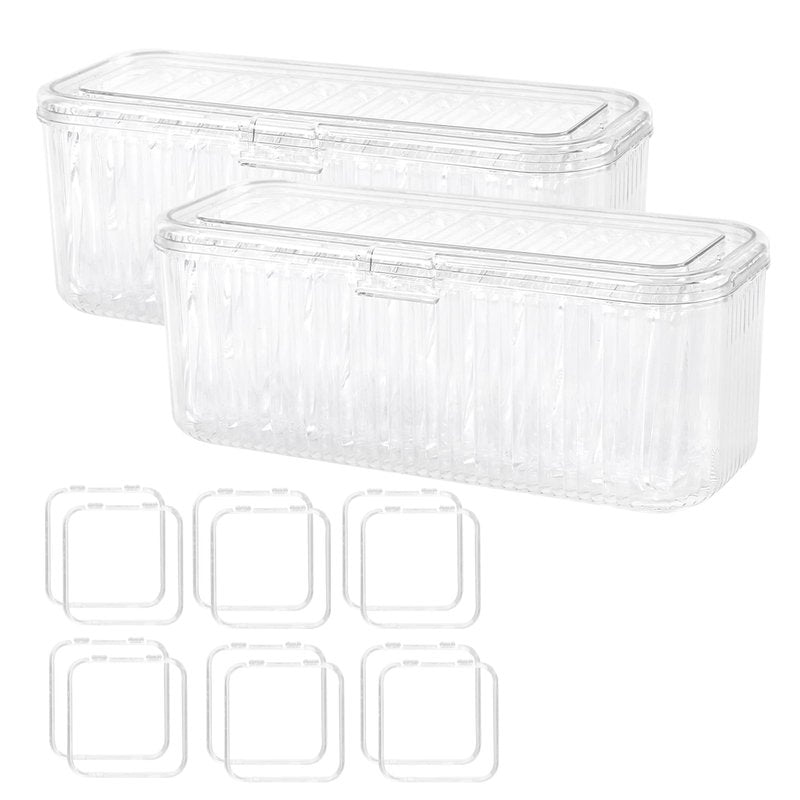 JAPCHET 24 PCS 3.3 Inch Press on Nail Organizer, Clear Storage Box with 2 Big Storage Box for Nails Display Home Salon