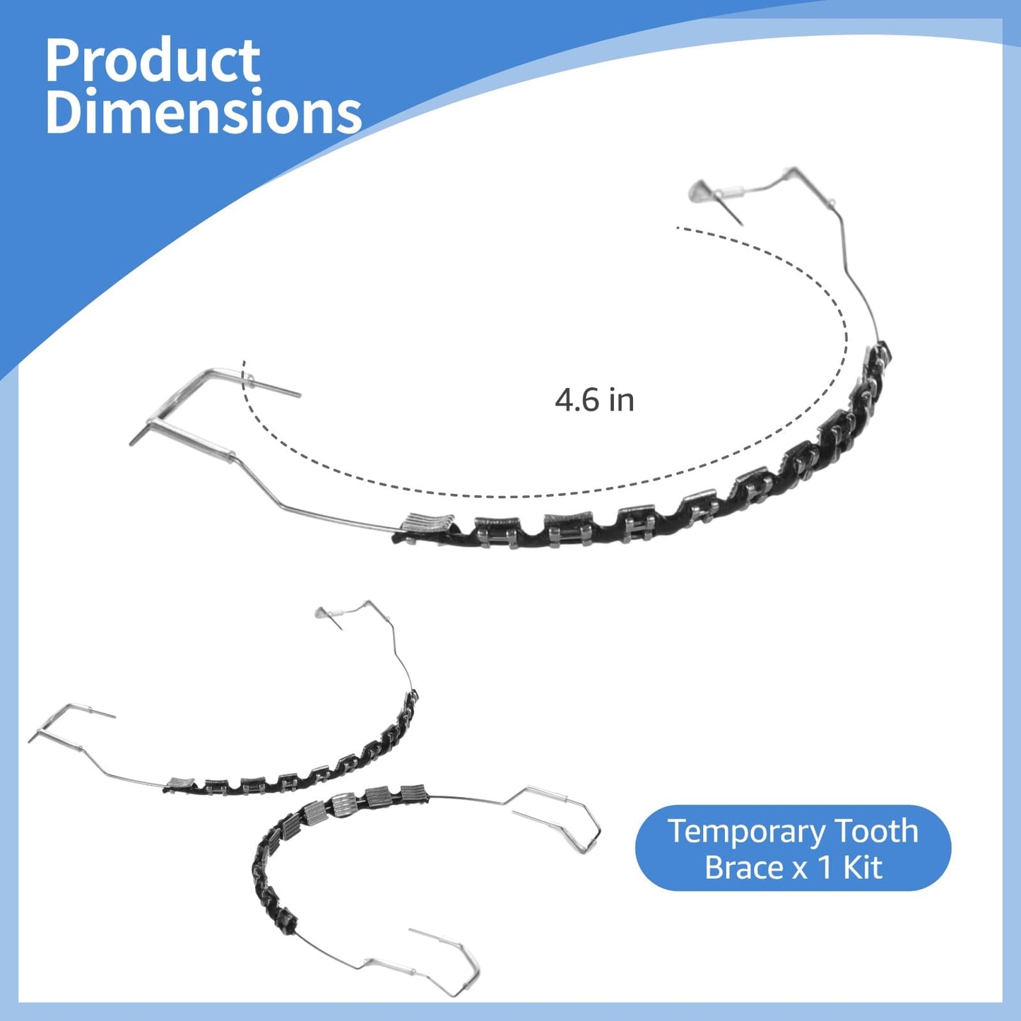 Temporary Fake Braces Kit, Metal Wire Brackets and Orthodontic Ligatures for Dental Students, Fashionable Black Braces for Teeth, Ideal for Practice and Classroom Demonstration