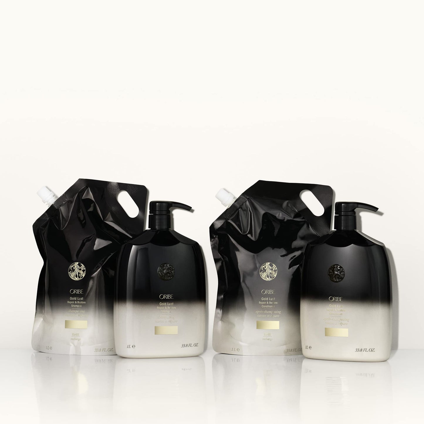 Oribe Gold Lust Repair & Restore Conditioner - Repairs & Prevents Damage - Strengthens & Moisturizes Dry Strands - Helps Reduce Split Ends - For Damaged Hair - 33.8 oz (Liter Refill)
