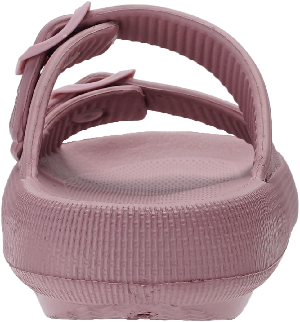WHITIN Slides Shower Slides Women Men Thick Sole Open Toe Massage Double Buckle Slippers EVA Foam Soft Cushion Bathroom House Spa Pool Sandals Blush