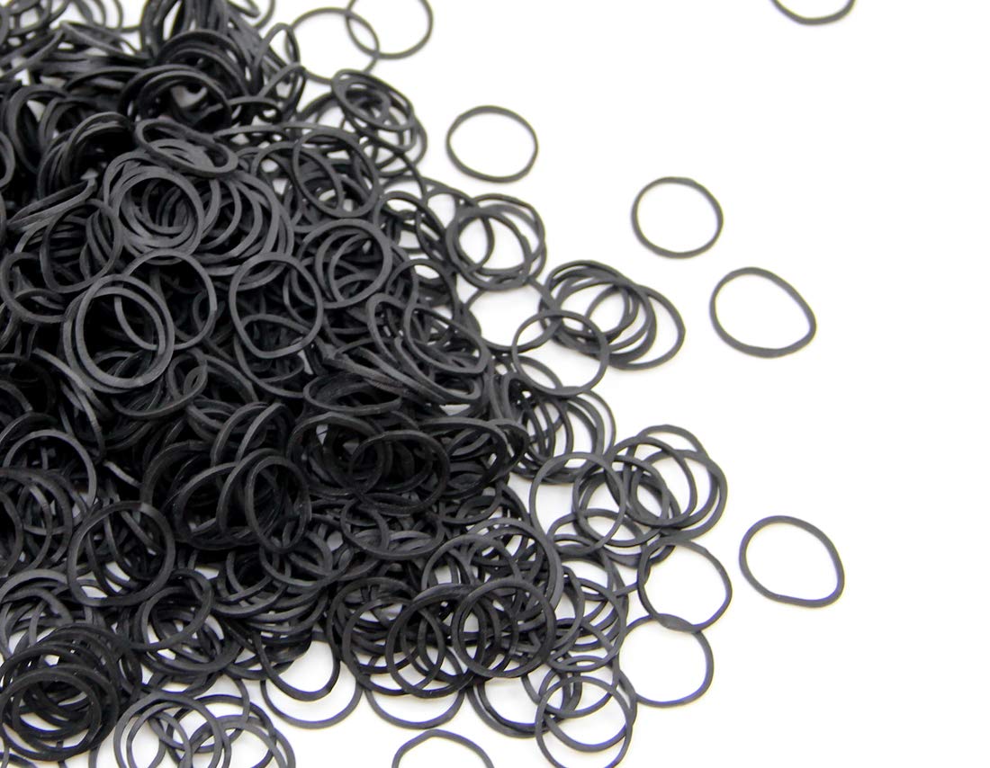 Mini Rubber Black Elastic Hair Ties Bands with a Box, BEBEEPOO 2500pcs Small Black Rubber Bands for Hair, Soft - No Damage - STRONG - REUSEABLE (2500pcs black)