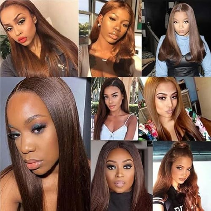 16 18 20 Inch #4 Chocolate Brown Bundles Human Hair 3 Bundles Brazilian Remy Hair 50 Grams/Bundle 10A Grade Unprocessed Virgin Hairs Brown Straight Bundle Weaves Extensions