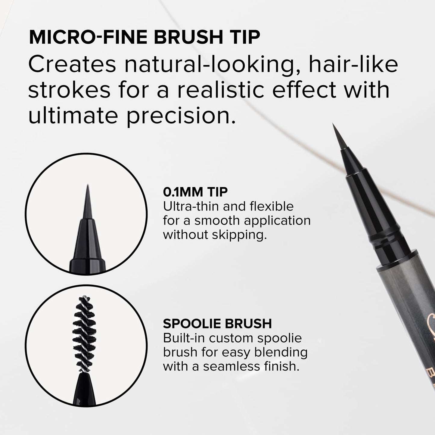 Anastasia Beverly Hills Microstroke Brow Pen - Waterproof Long-Wear Liquid Brow Definer with Superfine Brush Tip for Full-Looking Brows - Medium Brown