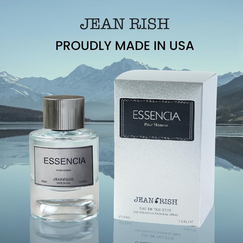 Jean Rish Essencia Perfume for Men Eau De Parfum, Long-Lasting Luxury Fragrance, Made In USA - Mint, Lemon, Bergamot, Vanilla, Cedar, Amber, Musk Scent - 100ml / 3.4 oz