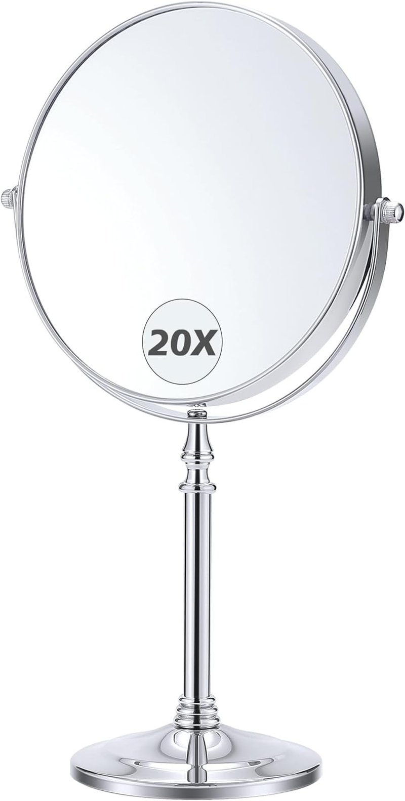 MIYADIVA 20x Magnifying Mirror - Double-Sided Vanity Mirror with 360° Rotation | 8-Inch Tabletop Design