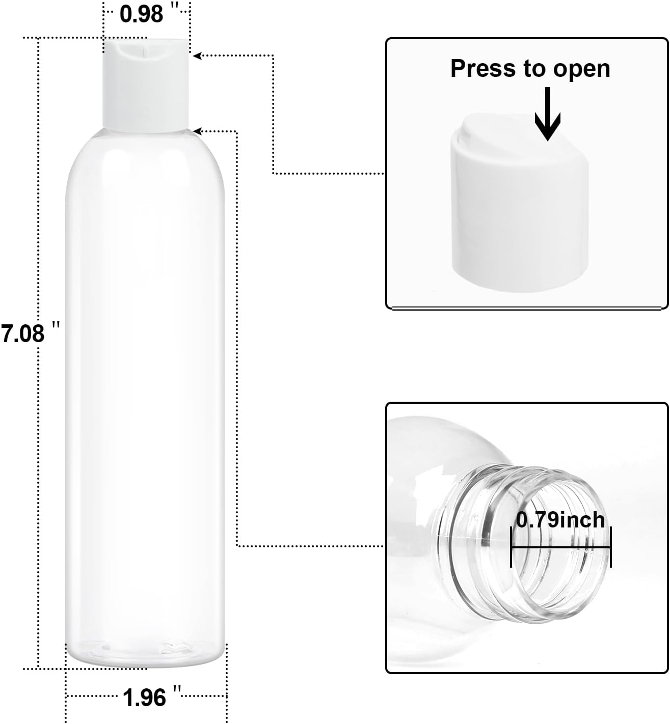 Clear Plastic Bottles - 30 Pack 8 oz Refillable Squeeze Containers for Toiletries, Shampoo & Lotion