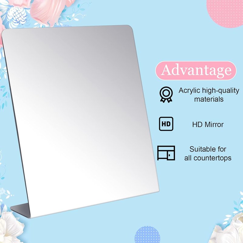 Freestanding Countertop Mirror - 4 Pcs Single-Sided Acrylic | 8.5 x 9 Inch for Bedroom, Office, Bathroom, Dorm
