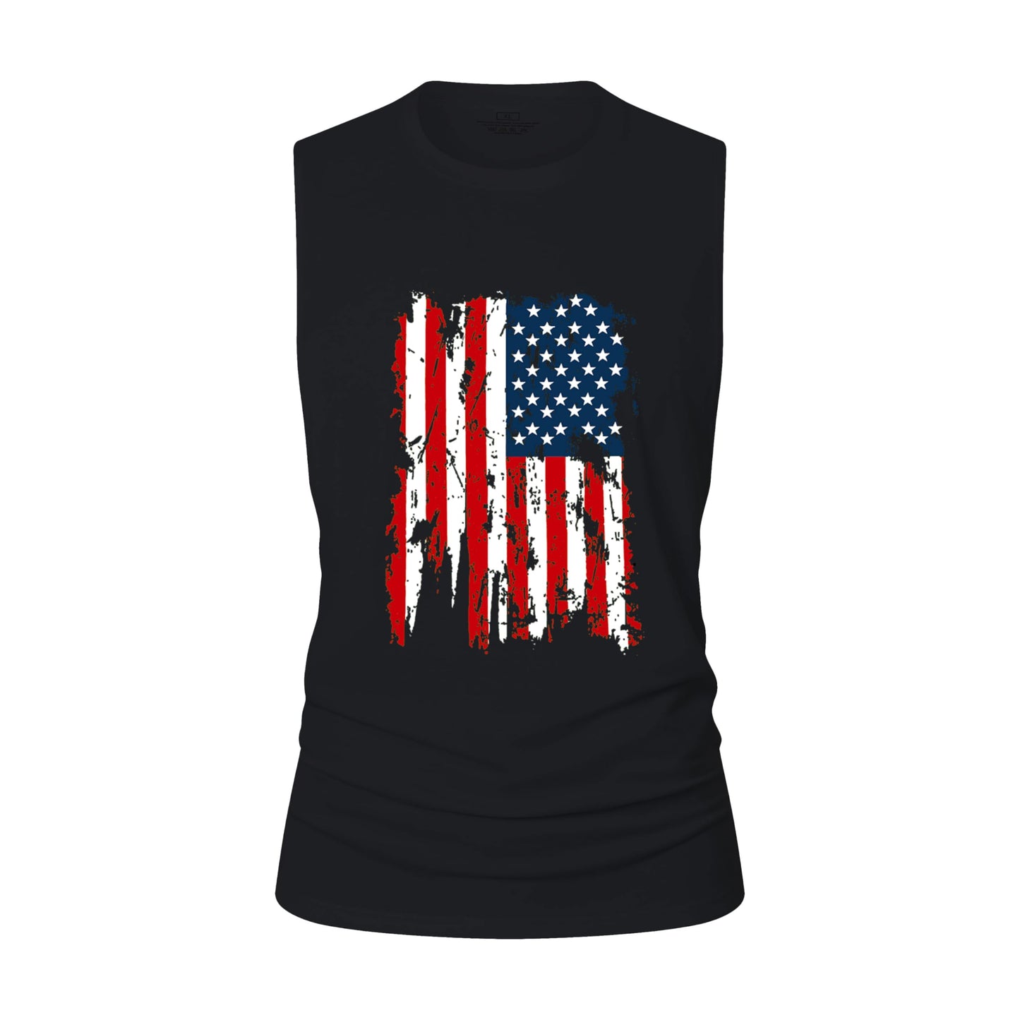 Men's Workout Tank Tops Sleeveless Gym Cut Off Tee Bodybuilding Fitness Muscle American Flag Shirt- BK+GY+WT-M