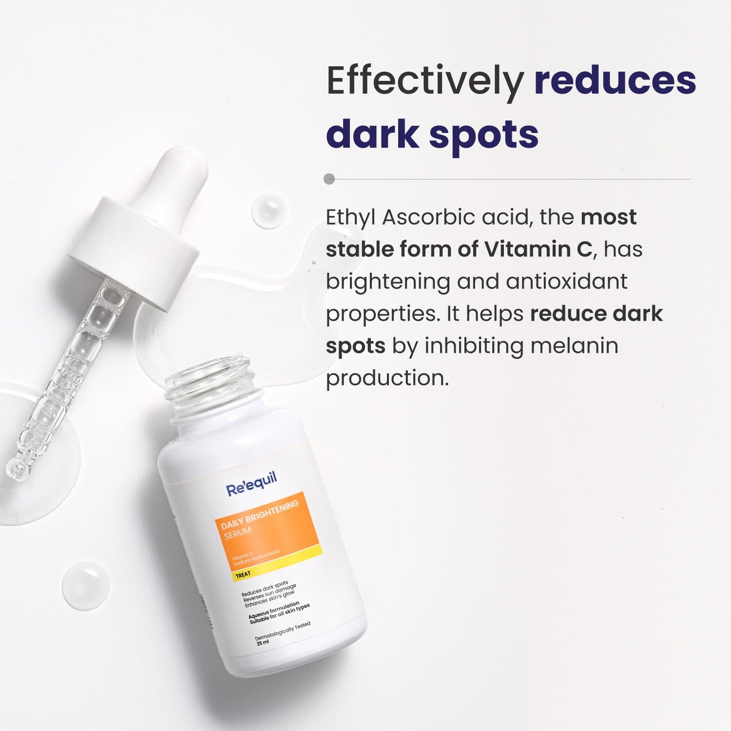 Re'equil Daily Brightening Serum | 10% Vitamin C Serum | Reduces Dark Spots | Reverses Sun Damage | Enhances Skin’s Glow | For All Skin Types | 25 ml