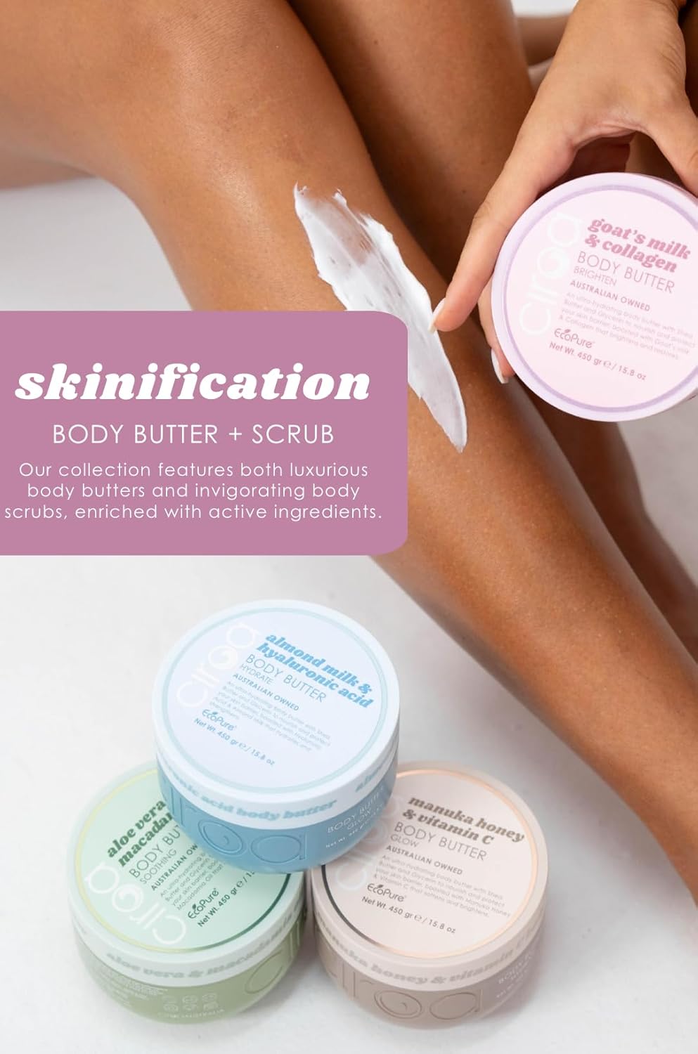 Ciroa Ultra-Hydrating Body Butter - Shea Butter & Glycerin | Almond Milk & Hyaluronic Acid, 15.8 oz