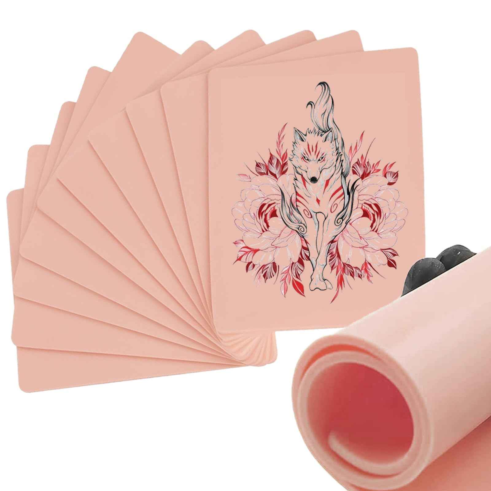 Beoncall 10pcs 3mm Tattoo Fake Skin Tattoo Practice Skin Thick 8x6'' Blank Supplies