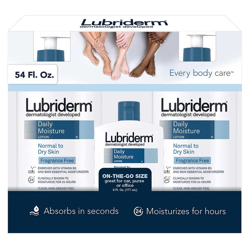 Lubriderm Daily Moisture Lotion - Fragrance-Free Hydrating Formula | 3-Pack