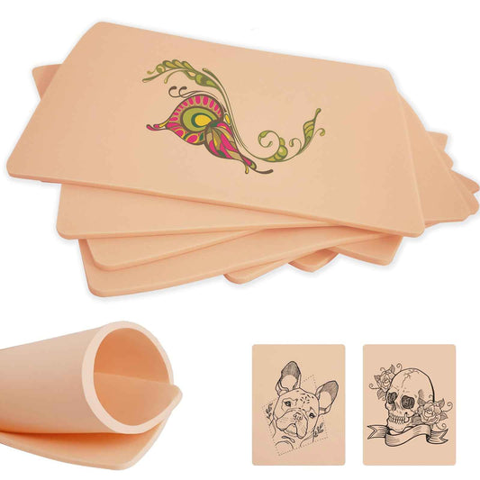 Yangna 3MM Tattoo Practice Skin - 8 Pack (7.4"x5.6") 3MM Thick Reusable Fake Skin for Tattoo Training, Double-Sided Silicone Sheets for Beginners & Artists