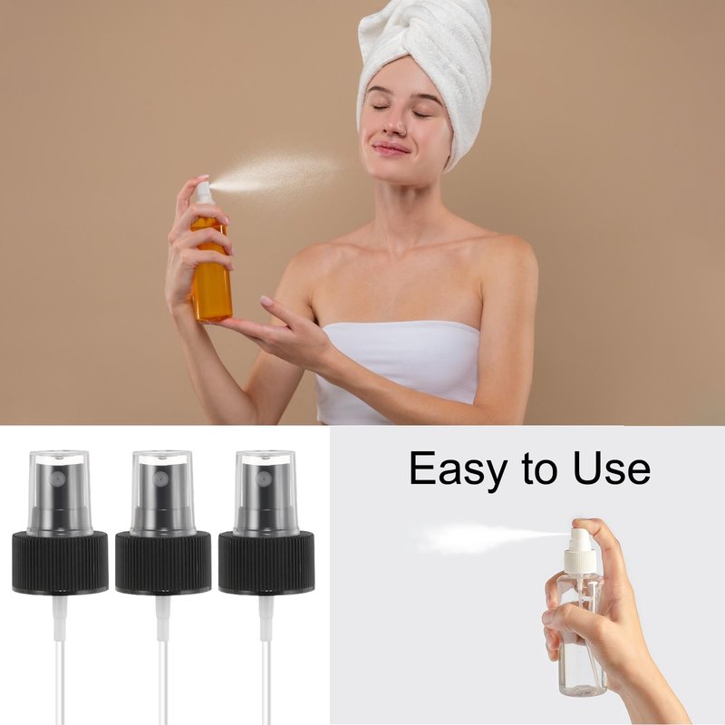 uxcell 50 Pcs Black Spray Top, 28/410 Fine Mist Sprayer Reusable Replacement Spray Bottle Pump Plastic Top for Cosmetic Perfume and Body Sprays Bottle