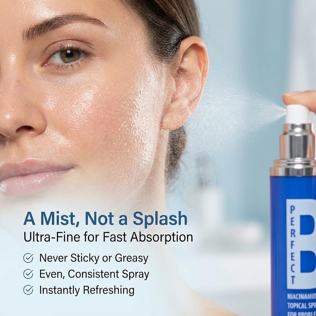 Perfect B3 Niacinamide Spray for Face 6 in 1 - Vitamin B3 Niacinamide Face Mist Skin Care Serum, Hyaluronic Acid, Aloe & Glycerin - Skin Brightening Face Spray - 3.6 Fl Oz