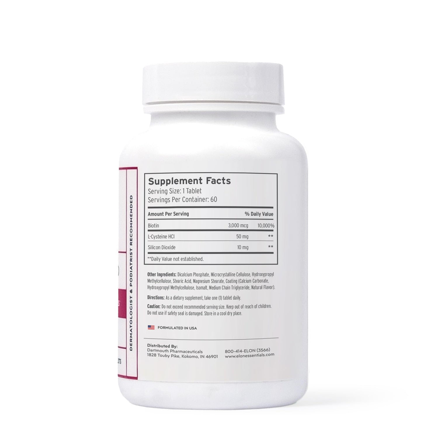 Elon Matrix Plus 3000 Biotin Vitamins for Nail Repair Strengthening and Growth (60 Day Supply)
