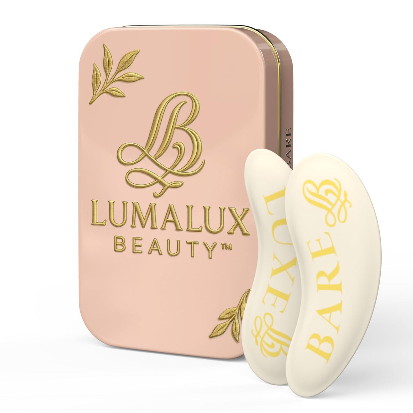 LUMALUX BEAUTY Reusable Under-Eye Patches – Premium Silicone Eye Masks for Depuffing, Hydrating & Brightening | Long-Term Reusable 30+ Uses | Luxe & Bare | 1 Pair + Storage Tin