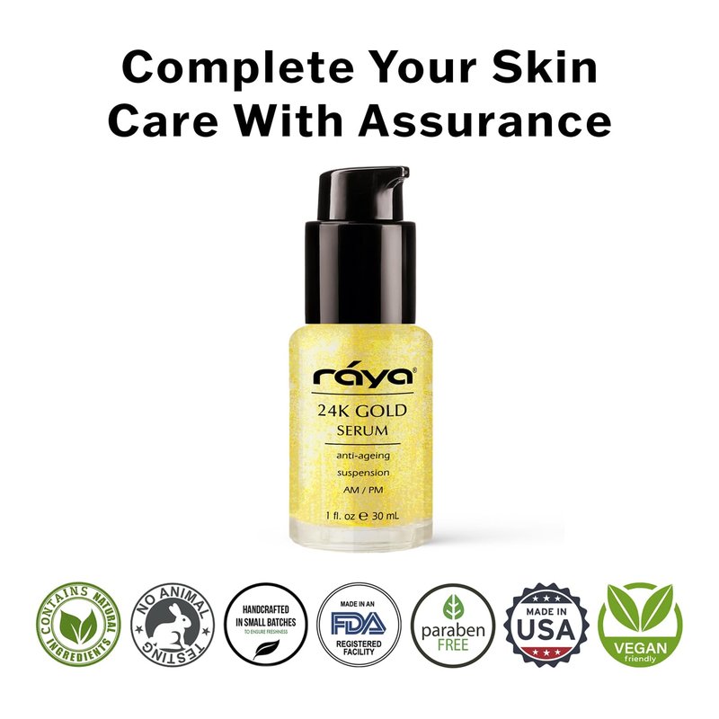 24K Gold Anti-Aging Facial Treatment Serum - Reduces Fine Lines & Wrinkles | All Skin Types | Pure 24 Karat Gold