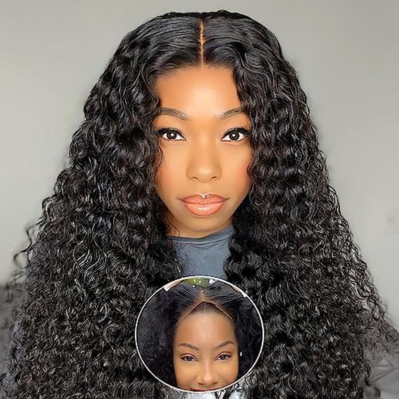 Wear and go Glueless Wig for Beginners 200% Density Glueless Wigs Human Hair Pre Plucked Water Wave Lace Front Wigs Human Hair No Glue Upgraded Ready to Wear Wigs 18 Inch