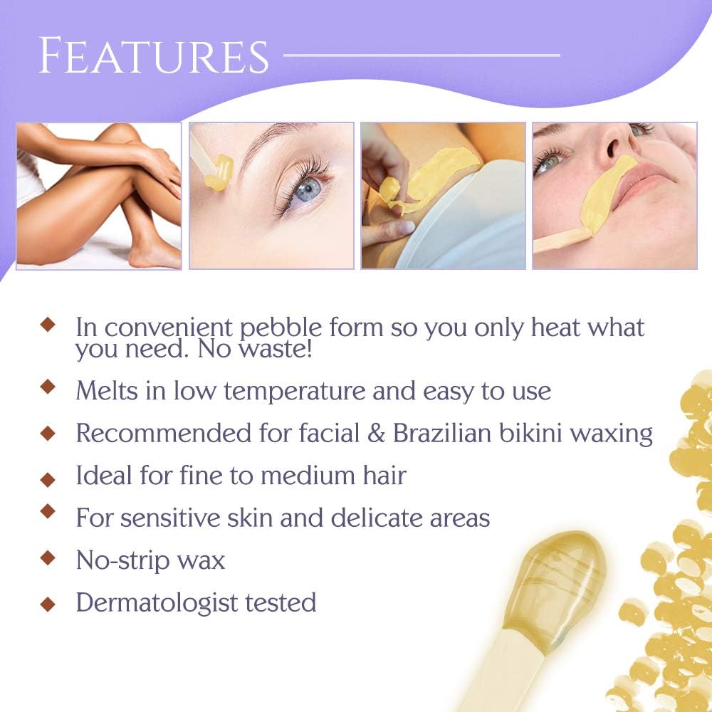 Satin Smooth Hard Wax Beads – Calendula Gold, Pebble Wax for Hair Removal on Coarse Hair, Sensitive Skin & Brazilian Waxing, 35 oz