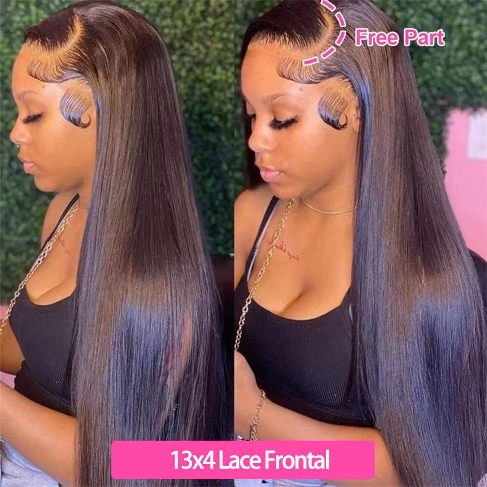 13x4 HD Lace Frontal Closure 14 Inch Straight Lace Frontal Human Hair 100% Unprocessed Brazilian Virgin Hair Ear to Ear Swiss HD Transparent Lace Closure Only Pre Plucked 1B Black
