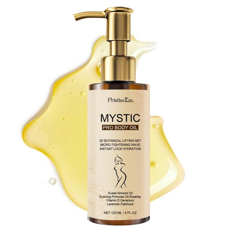 PristineEra Mystic Silk Body Firming Oil, Hydrating Body Oil for Women, Plumps Tightens & Firms Skin, Natural Cold‑Pressed Oil Blend for Dry & Crepey Skin, Luxury After Shower Skin Care, 4.23 fl oz