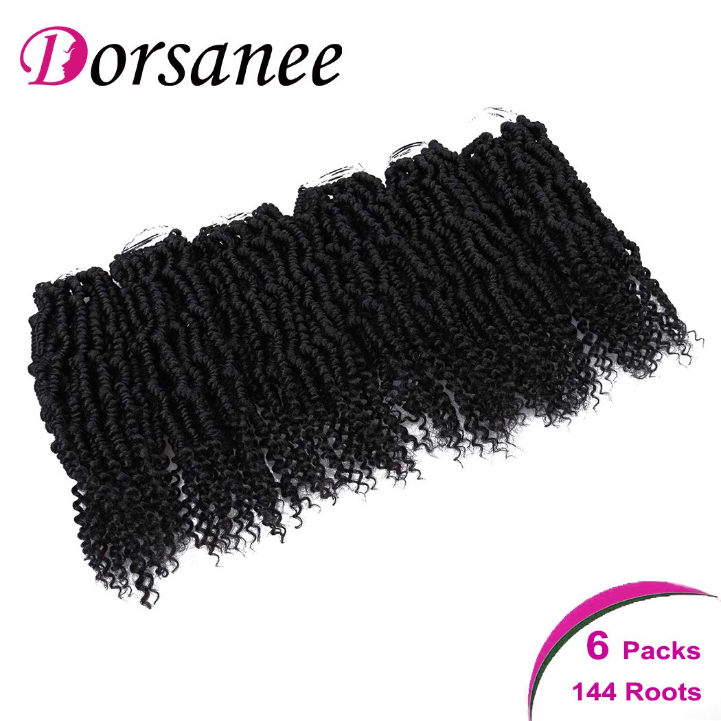 Bomb Twist Crochet Hair 12 Inch 6 Packs Mini Passion Twist Crochet Hair for Black Women Pre-looped Spring Twist Crochet Braids Nubian Twist Synthetic Hair Extension (1B#)