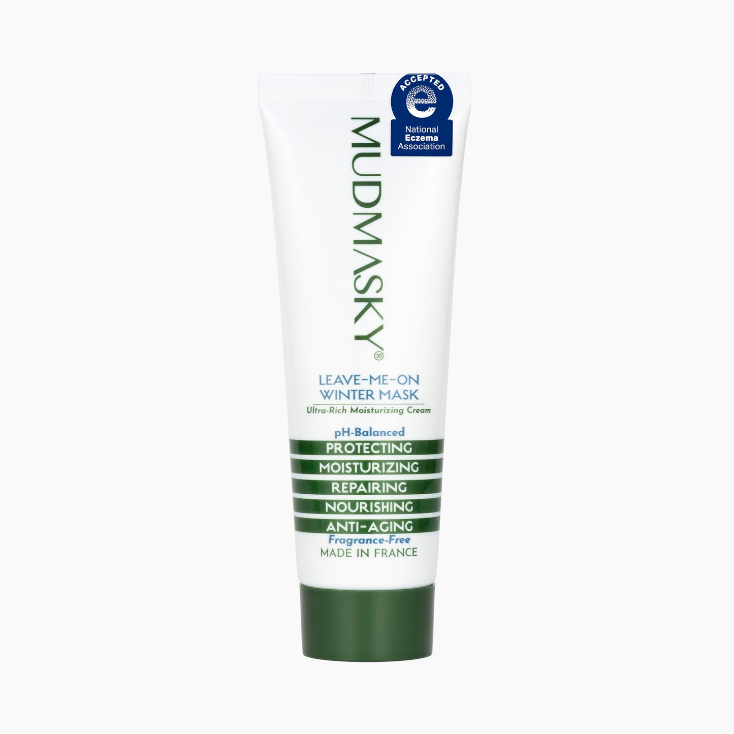 MUDMASKY Leave-Me-On Winter Mask (Moisturizer), National Eczema Association. Awarded Seal of Acceptance. Face Moisturizer for Eczema, and dry skin. Number 1 used moisturizers in hospitals