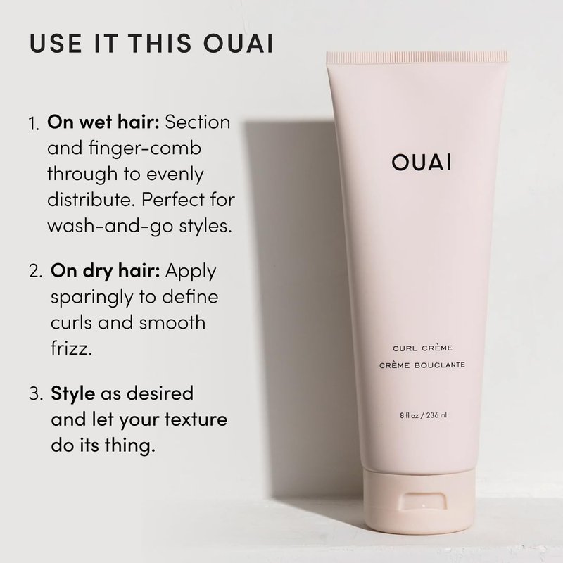 OUAI Curl Cream - Curl Defining Cream with Chia & Linseed Oil for Enhanced Definition & Hydration | 8 oz