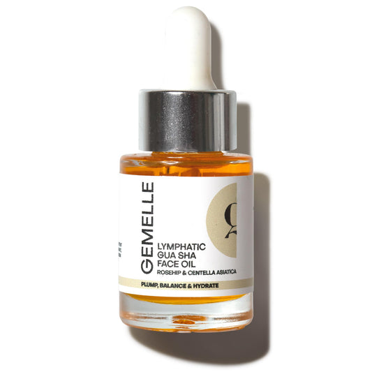 GEMELLE Lymphatic Gua Sha Face Oil | 10x Award Winner | Vitamin C,E & A | Detox, Plump, Sculpt, Hydrate | High-Altitude Rosehip | Natural Botanical for Gua Sha Facial Tools, Lymphatic Drainage - 15ml