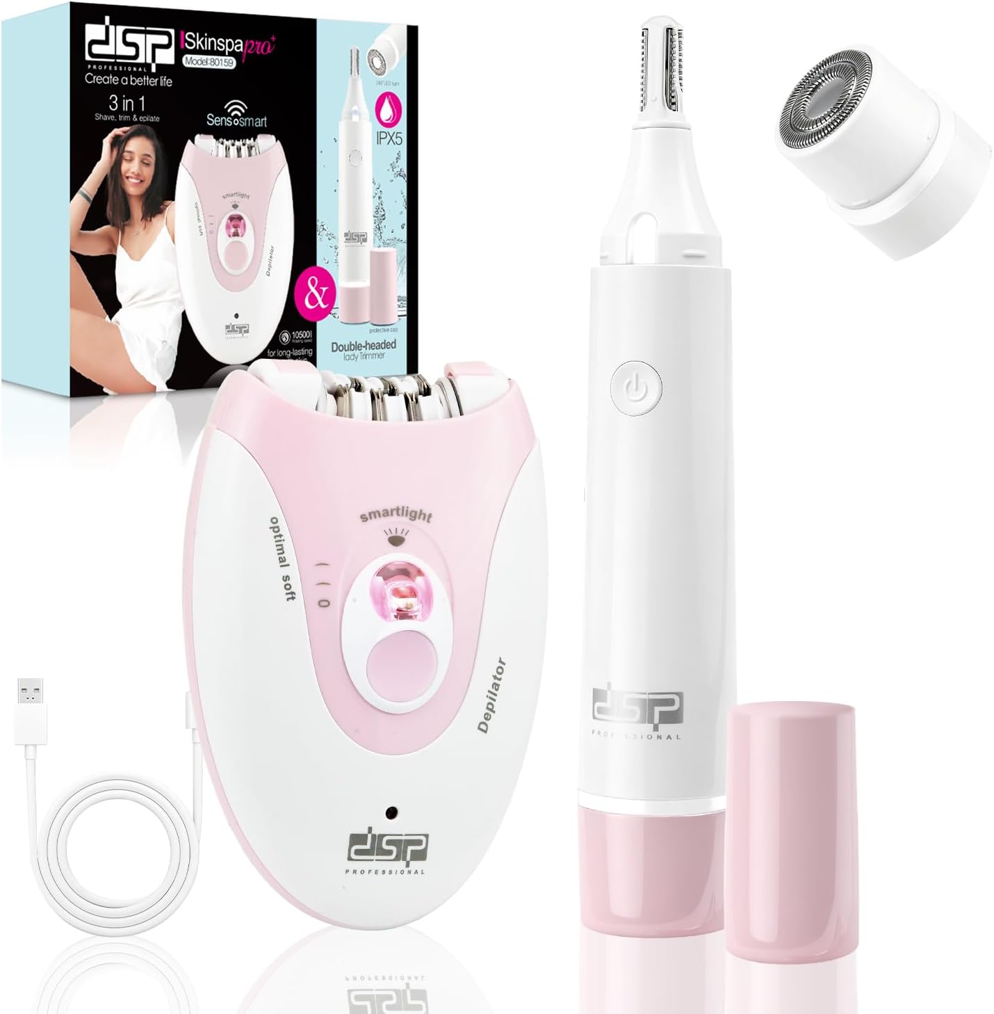 Epilators for Women - 2-Speed Hair Removal & Eyebrow Trimmer | Facial & Body Shaver for Legs, Face, Bikini, Arms
