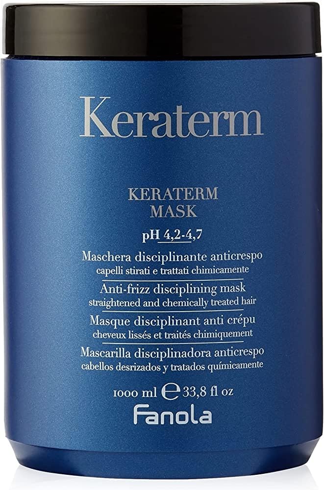 Fanola Keraterm Deep Conditioning Hair Mask - Keratin Hair Treatment for Frizz Control - Detangling & Hydrating - Ideal for Straightened & Chemically Treated Strands - Lightweight Formula (1000 ml)