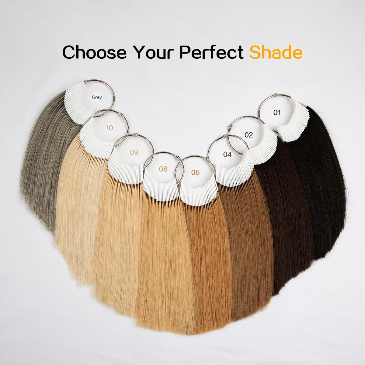 RINBOOOL Hair Swatches for Testing Color, 6 Different Levels, Sample Kit for Salon, Natural Remy Human Hair, 8 Inch 30 Pieces per Pack