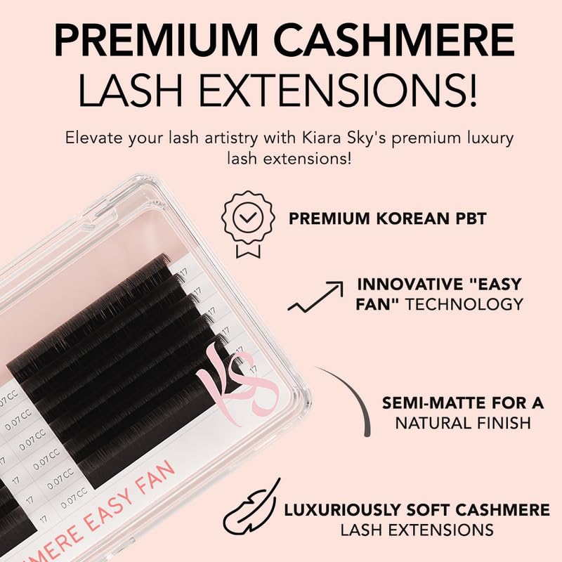 KIARA SKY LASH Premium Cashmere Easy Fan Lash Extensions - Soft Semi-Matte Finish | Black CC-0.03 10mm