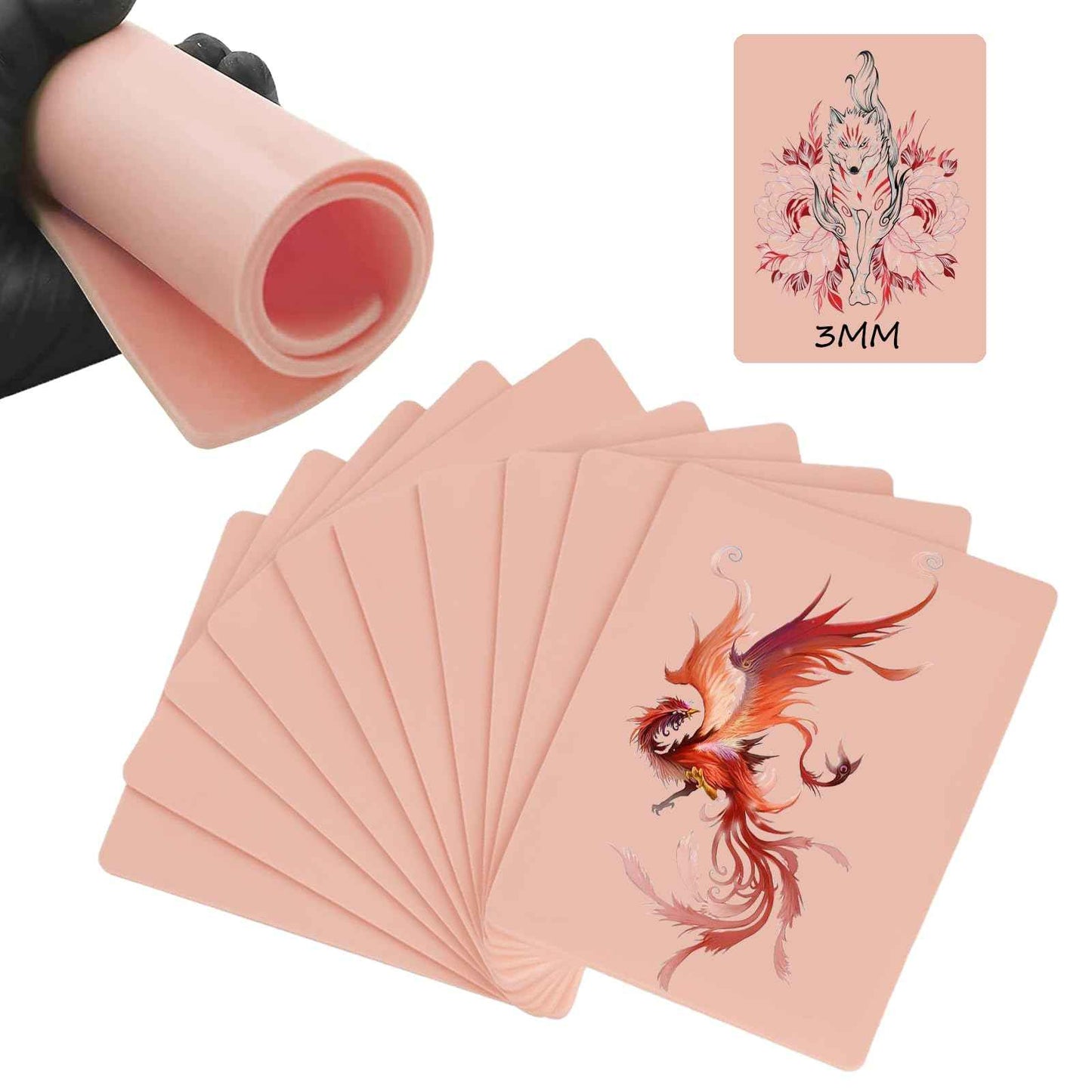 8pcs Thick Tattoo Practice Skin - 7.4x5.6'' Blank Practice Skin for Tattoo Microblading Supplies