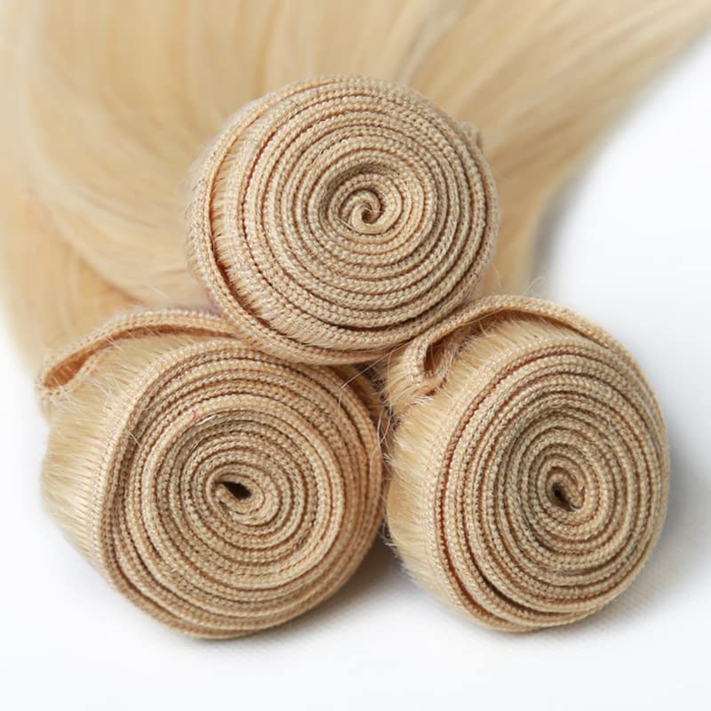 Blonde Bundles - 613 Blonde Straight Human Hair Extensions | Unprocessed Brazilian Virgin Remy | 22-26 Inch Soft Weave
