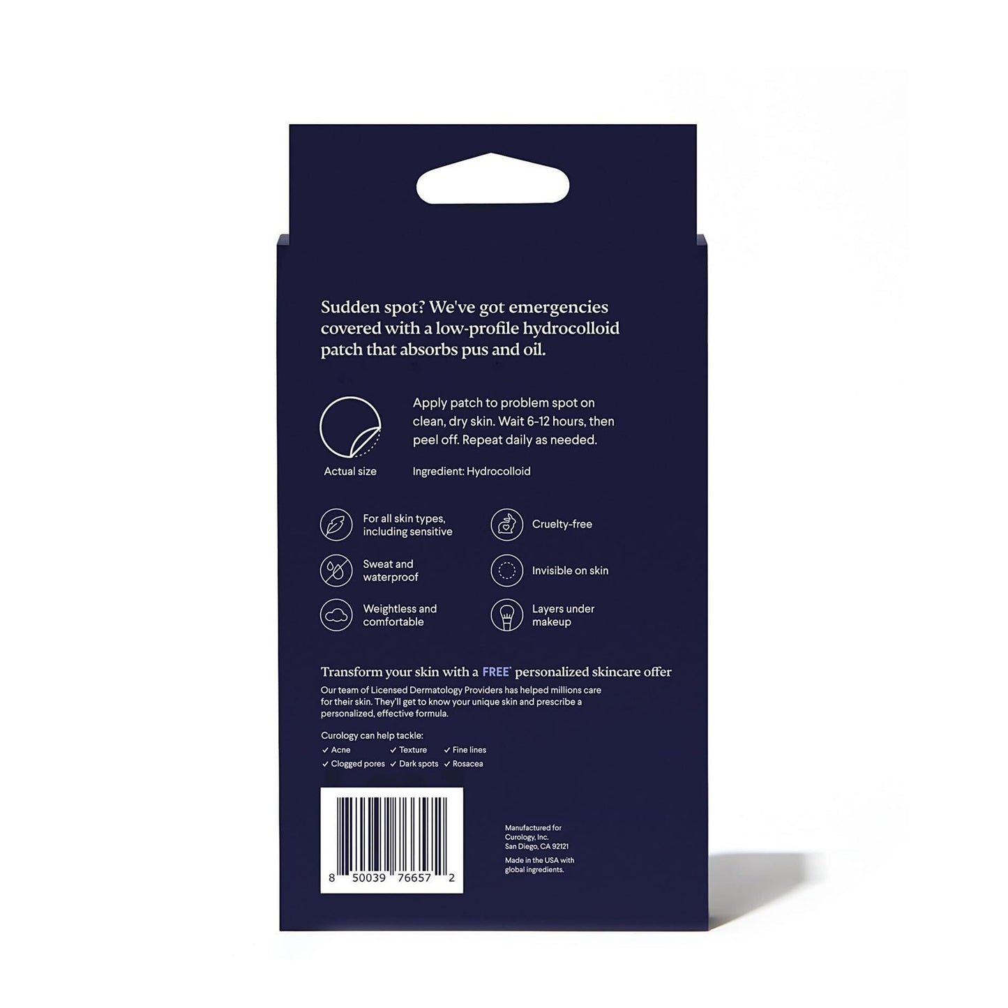 Curology Emergency Spot Pimple Patches for Face, Stocking Stuffer Gifts, Hydrocolloid Pimple Patches Fast-Acting, 80 Count