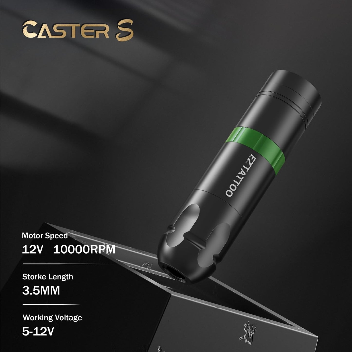 EZ Wireless Tattoo Machine - Tattoo Pen Machine with 1500mAh Battery Power Supply Rotary Tattoo Gun for Tattoo Beginners and Artists (Caster S Green)
