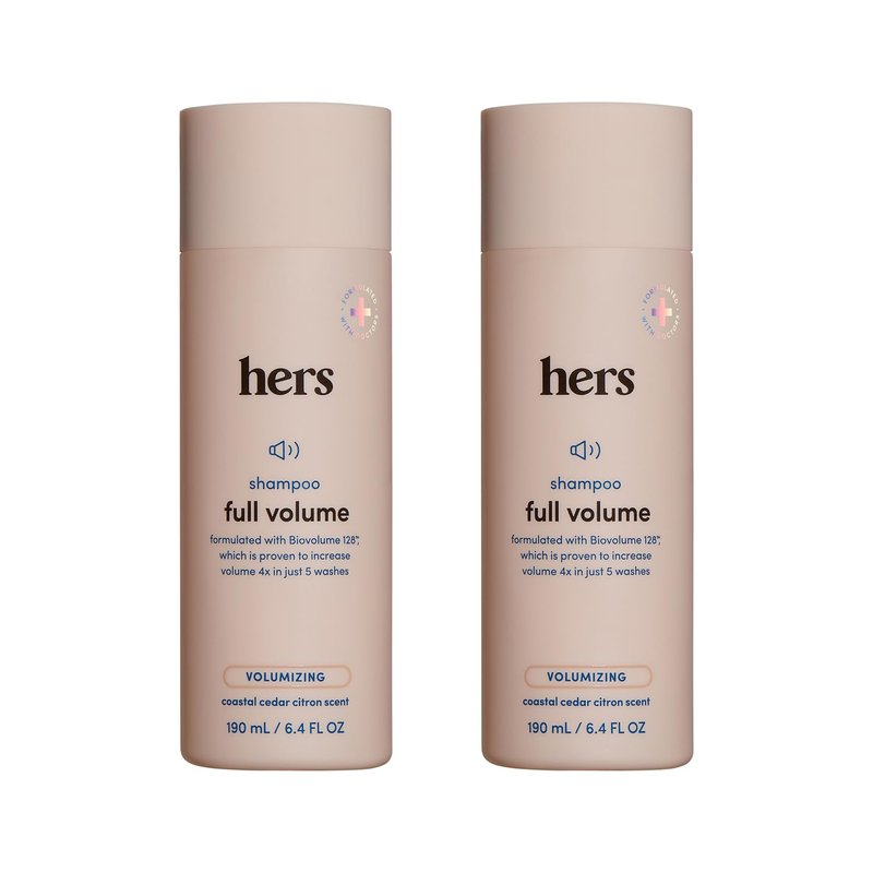 hers Full Volume Shampoo - Rice Protein & Biotin Formula - Fine Hair & Root Lift Daily Shampoo - Volumizing Hair Care - Coastal Cedar Citron Scent - 6.4 Fl Oz, 2 Pack