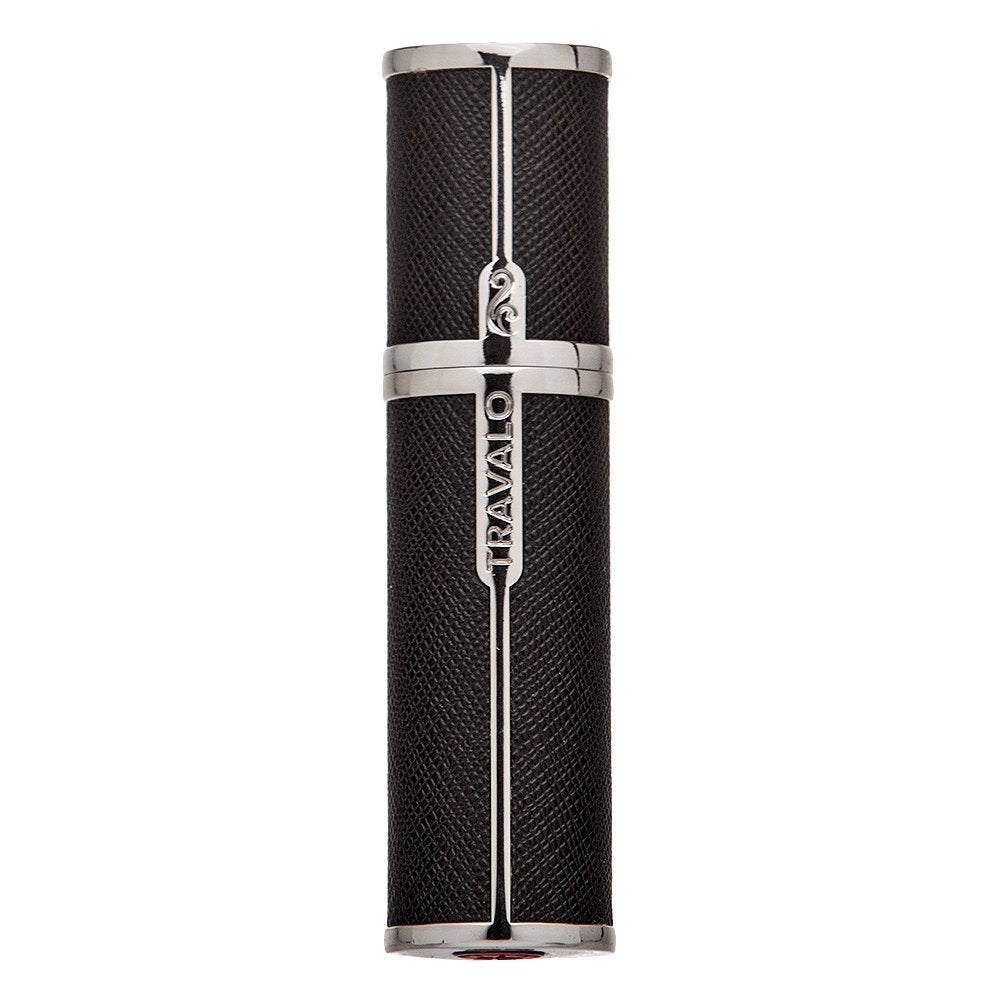 Travalo Milano Perfume Atomizer | Leak-Proof & TSA Approved Mini Sprayer - Reusable Black Vegan Leather with Polished Metal