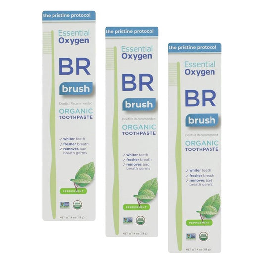 Essential Oxygen BR Organic Toothpaste Peppermint 4 oz (Pack of 3)