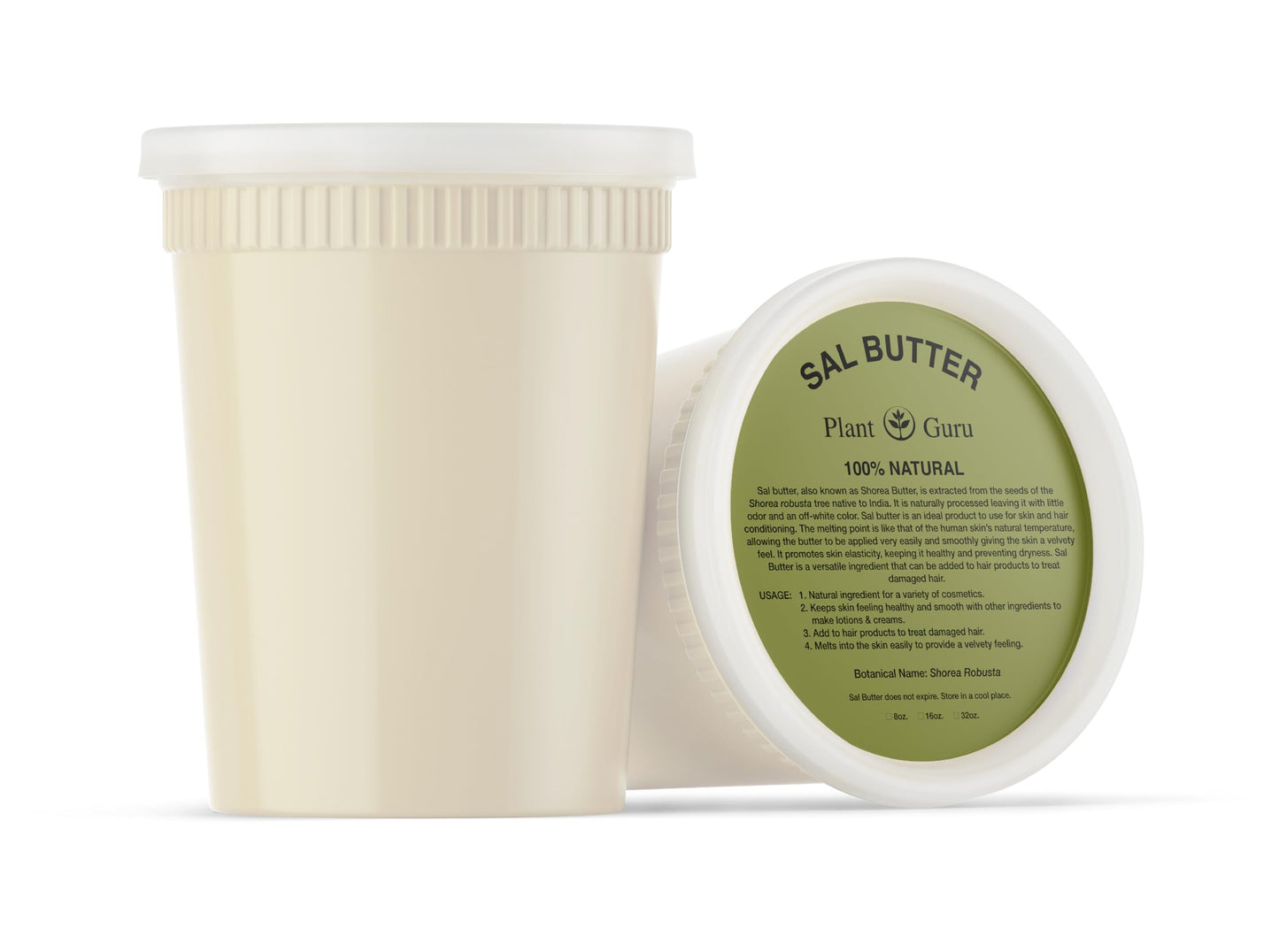 Plant Guru Raw Sal Seed Butter 32 oz. / 2 lbs. 100% Pure Natural Cold Pressed - Great for Skin, Body and Hair Moisturizer, DIY Creams, Balms, Lotions and Soap Making.