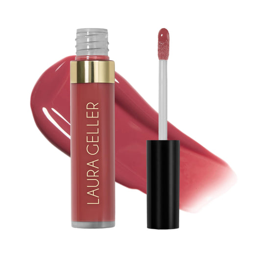 LAURA GELLER NEW YORK Color Luster Lip Gloss - Rhubarb Crumble | Non-Sticky Lip Gloss Treatment with Sheer High-Shine Color