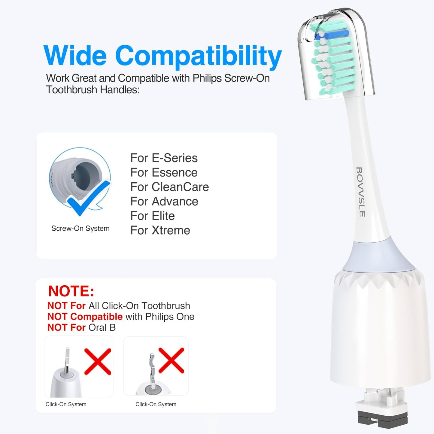 Replacement Toothbrush Heads for Philips Sonicare - E-Series & Essence Compatible | Green & White