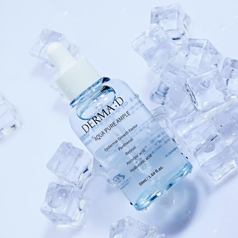DERMA:D Lightweight Hydrating Serum for Sensitive Skin, Korean Hyaluronic Acid Ampoule with Panthenol & Retinol, Non Sticky Water Based Moisture Care, 1.69 fl oz