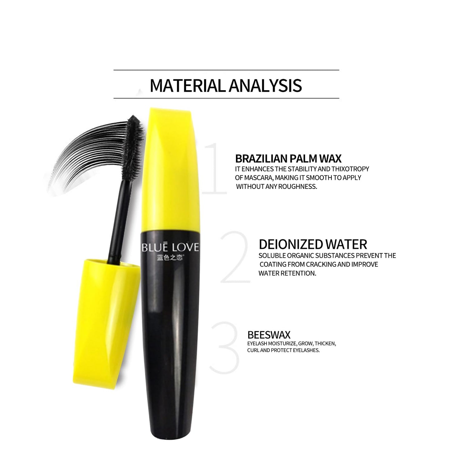 BLUE LOVE Luminous Classic Volumizing & Lengthening Mascara, Clump-Free, Smudge-Proof, Long-Lasting Black Mascara for Lashes, Vegan & Cruelty-Free